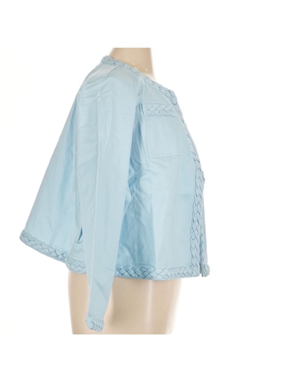 Ming Wang Blue Braided Trim Structured Blazer 1X Plus Size Workwear Jacket NWT - Picture 4 of 8